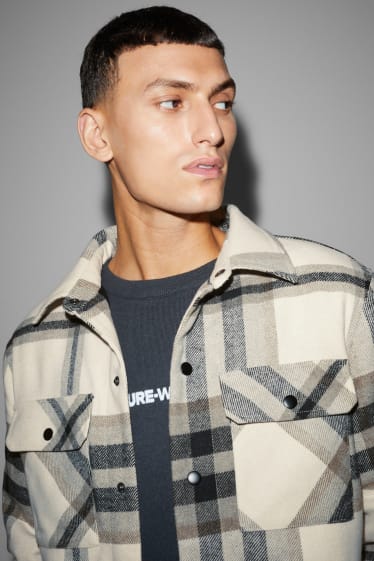 Hommes - Veste-chemise - à carreaux - beige clair