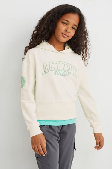 Enfants - Ensemble - sweat à capuche et haut de sport - 2 pièces - blanc crème