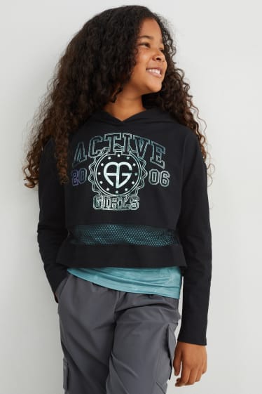 Kinder Mädchen - Set - Funktions-Hoodie und -Top - 2 teilig - schwarz