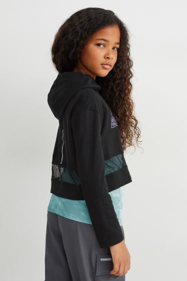 Kinder Mädchen - Set - Funktions-Hoodie und -Top - 2 teilig - schwarz