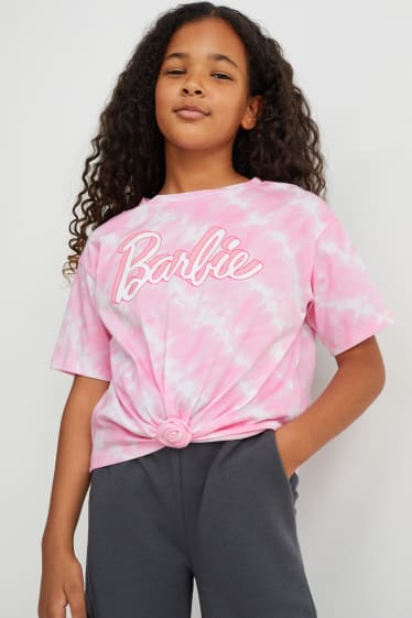 Kinder Mädchen - Barbie - Kurzarmshirt mit Knotendetail - rosa