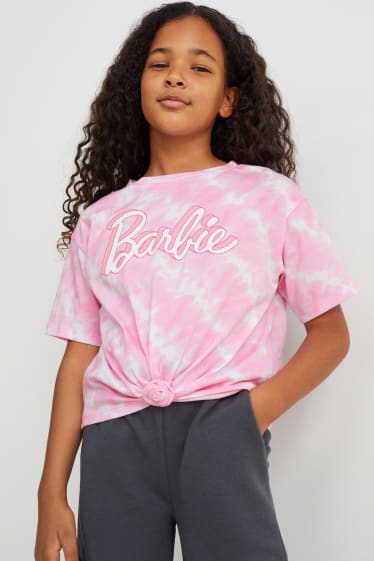 Kinder - Barbie - Kurzarmshirt mit Knotendetail - rosa