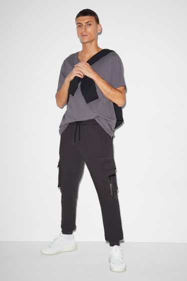 Hommes - Pantalon de jogging cargo - gris foncé