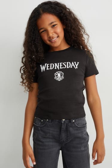 Kinder Mädchen - Wednesday - Kurzarmshirt - schwarz