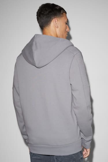 Hommes - Sweat zippé à capuche - gris chiné