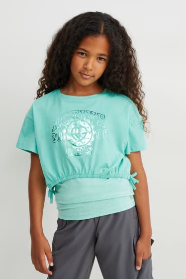 Dětské - Souprava - funkční top a krátké tričko s krátkým rukávem - 2dílná - světle zelená