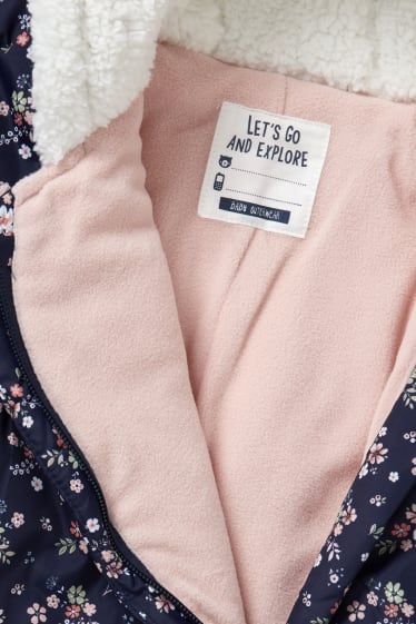 Bébés filles - Combinaison de neige à capuche pour bébé - à fleurs - bleu foncé