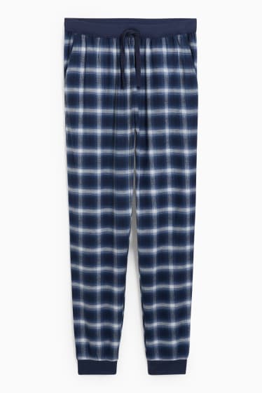 Bărbați - Pantaloni de pijama - în carouri - albastru închis
