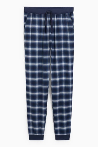 Uomo - Pantaloni pigiama - a quadretti - blu scuro