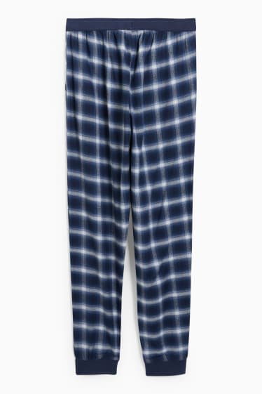 Uomo - Pantaloni pigiama - a quadretti - blu scuro