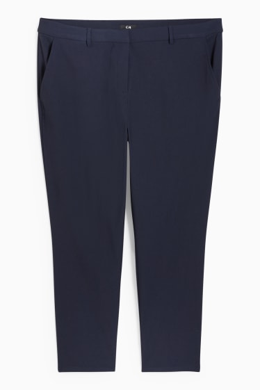 Femmes - Pantalon en toile - mid waist - straight fit - bleu foncé