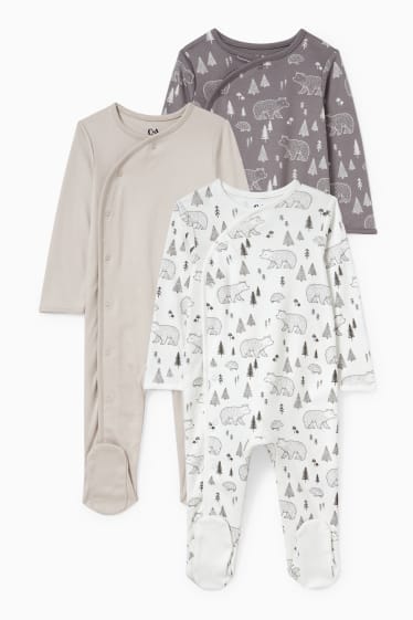 Unisex - Set van 3 - babypyjama - lichtgrijs