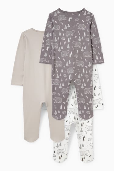 Unisex - Set van 3 - babypyjama - lichtgrijs