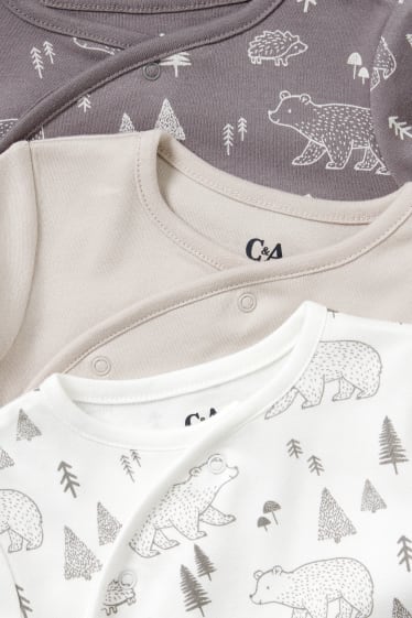 Unisex - Set van 3 - babypyjama - lichtgrijs