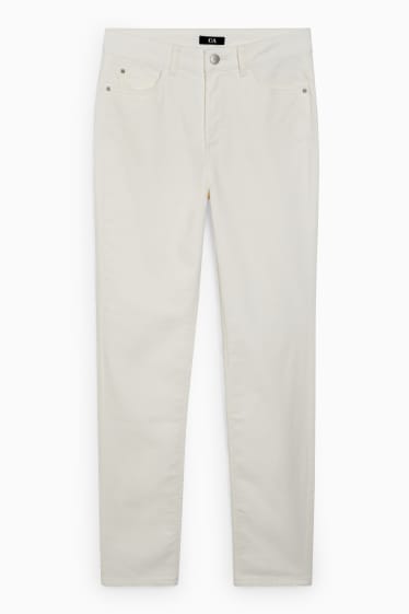 Donna - Pantaloni di velluto - vita alta - straight fit - bianco crema