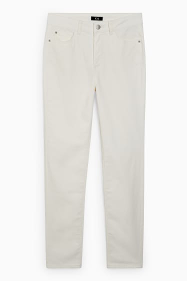 Women - Corduroy trousers - high waist - straight fit - cremewhite