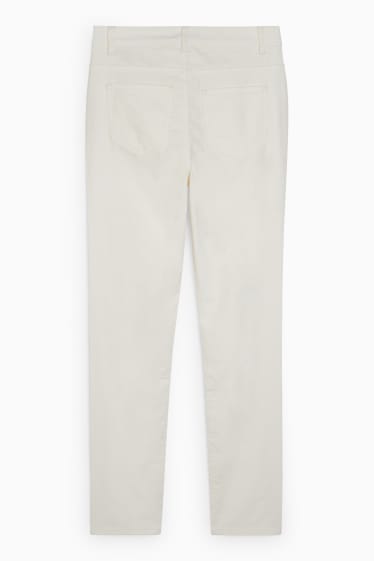 Donna - Pantaloni di velluto - vita alta - straight fit - bianco crema