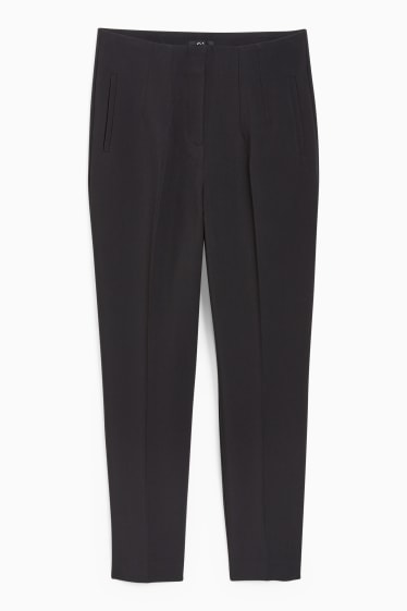 Femei - Pantaloni de stofă - talie înaltă - tapered fit - negru