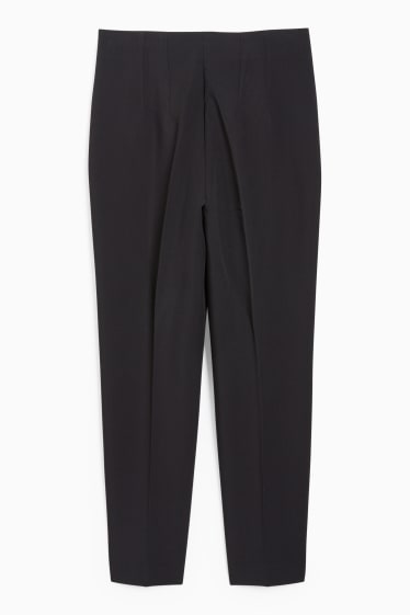 Femmes - Pantalon de toile - high waist - tapered fit - noir
