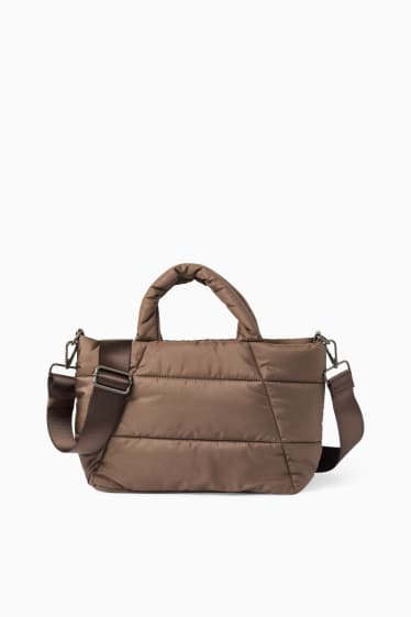 Femei - Geantă shopper matlasată, mică, cu curea detașabilă - verde
