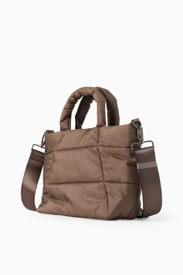 Femei - Geantă shopper matlasată, mică, cu curea detașabilă - verde