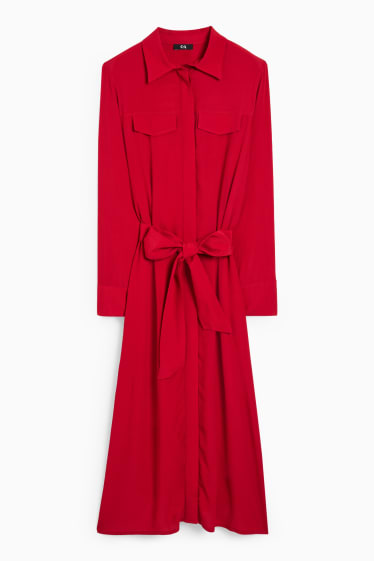 Dona - Vestit camiser de viscosa - vermell fosc
