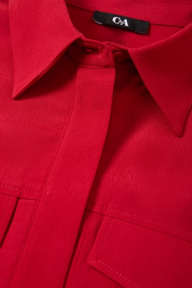 Donna - Vestito a camicia in viscosa - rosso scuro