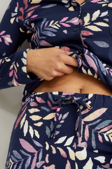 Damen - Pyjama - gemustert - dunkelblau