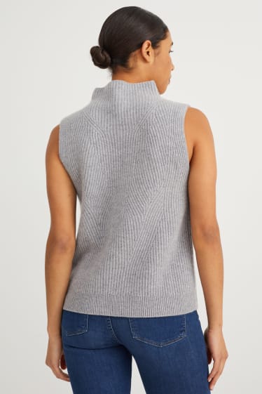 Donna - Glilet in maglia cashmere - grigio