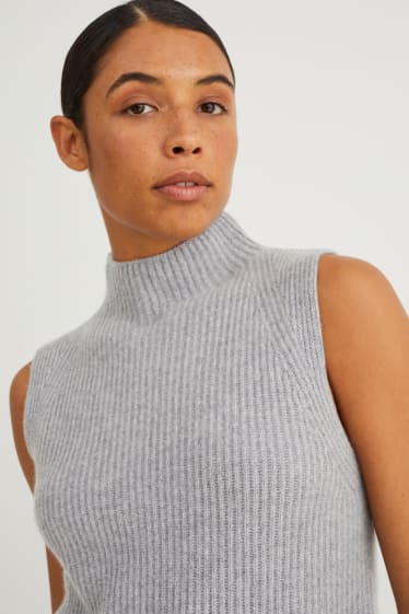 Femmes - Pull sans manches en cachemire - gris