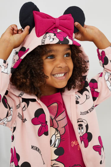 Enfants filles - Minnie Mouse - sweat zippé à capuche - rose