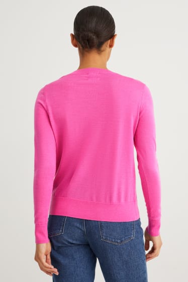 Women - Basic merino jumper - pink