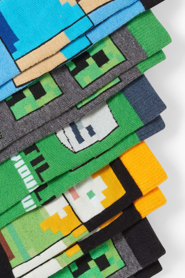 Enfants - Lot de 5 - Minecraft - chaussettes - noir
