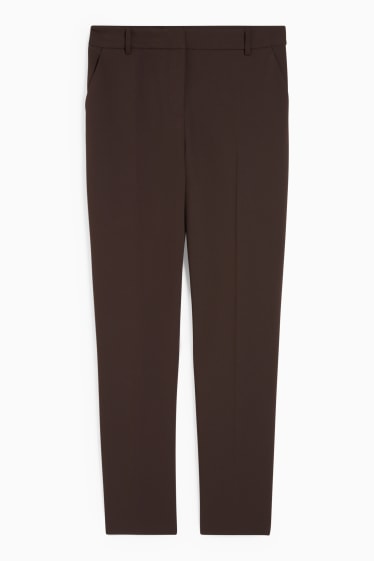 Femmes - Pantalon de bureau - mid waist - slim fit - marron foncé