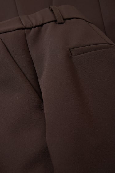 Femmes - Pantalon de bureau - mid waist - slim fit - marron foncé