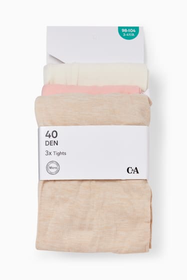 Děti - dívky - Multipack 3 ks - silonky - 40 DEN - bílá/růžová