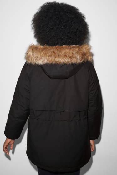 Donna - CLOCKHOUSE - parka con cappuccio e riporto di ecopelliccia - inverno - nero