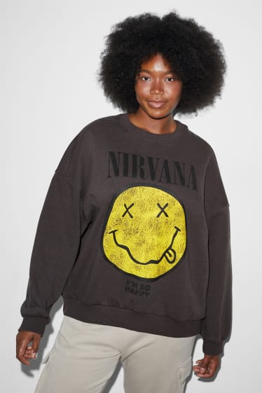 Damen - CLOCKHOUSE - Oversized-Sweatshirt - Nirvana - dunkelgrau