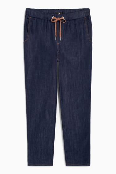Dámské - Plátěné kalhoty - super high waist - tapered fit - jog denim - džíny - tmavomodré