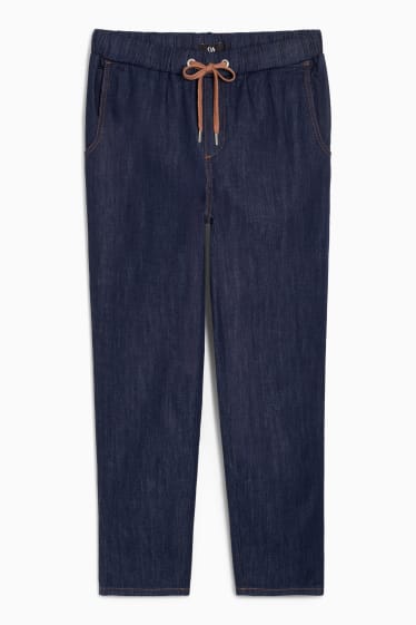 Dames - Pantalon - super high waist - tapered fit - jog denim - jeansdonkerblauw