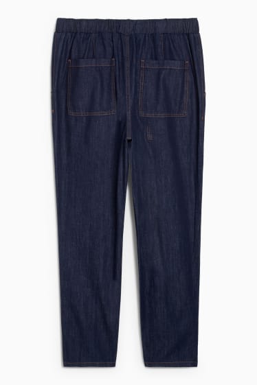 Dámské - Plátěné kalhoty - super high waist - tapered fit - jog denim - džíny - tmavomodré