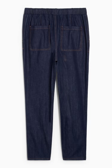 Dames - Pantalon - super high waist - tapered fit - jog denim - jeansdonkerblauw