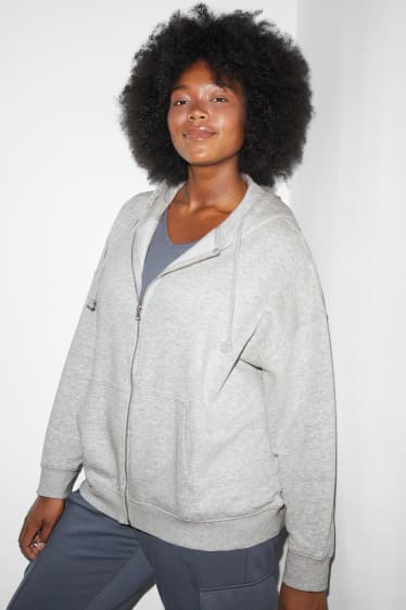 Dames - CLOCKHOUSE - sweatvest met capuchon - licht grijs-mix