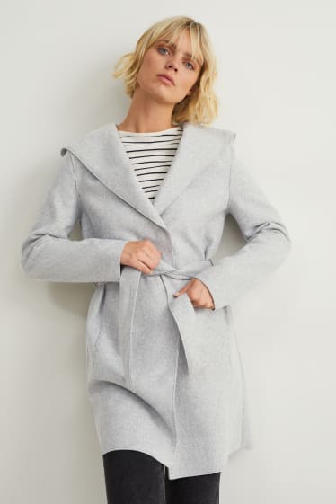Donna - Cappotto con cappuccio - grigio chiaro melange