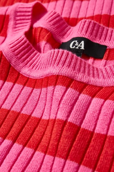 Femmes - Pullover - à rayures - rose / rouge
