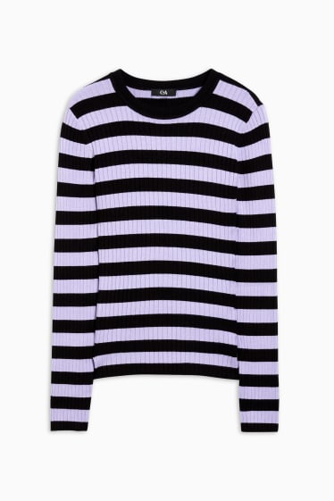 Damen - Pullover - gestreift - hellviolett