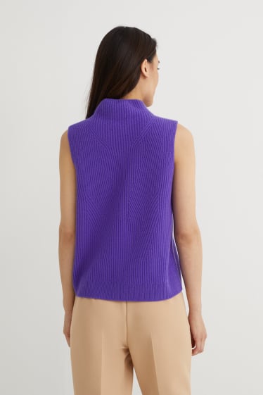 Femei - Vestă pulover din cașmir - mov