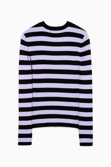 Damen - Pullover - gestreift - hellviolett