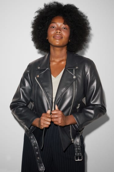 Femei - CLOCKHOUSE - jachetă de motociclist - imitație de piele - negru