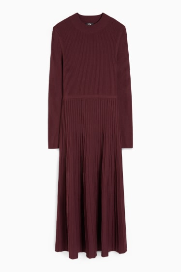 Femei - Rochie din tricot - bordo